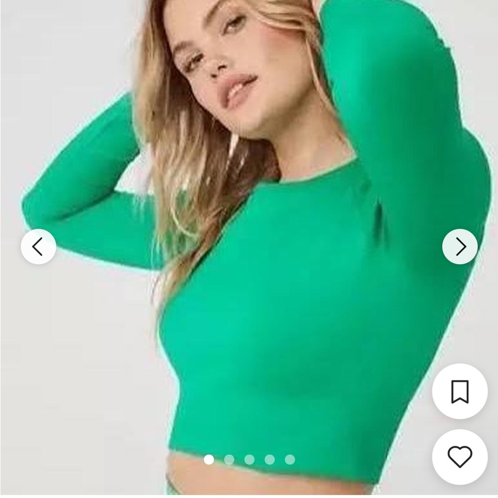 Offline by aerie seamless green long sleeve crop top